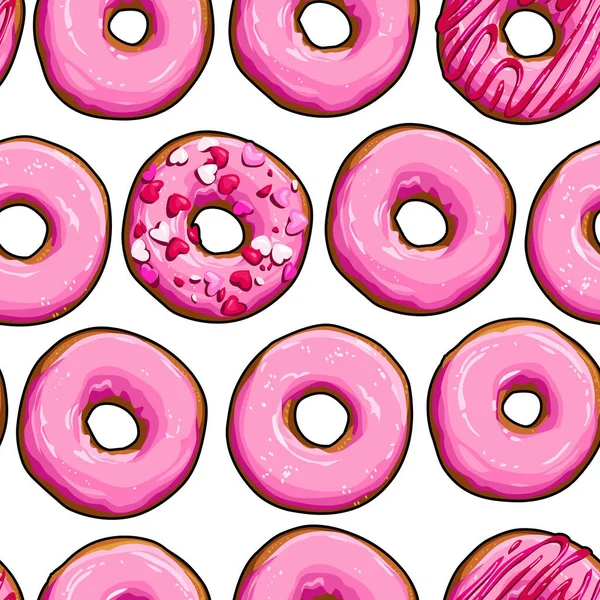 Nahtloser Hintergrund mit rosa Donuts — Stockvektor