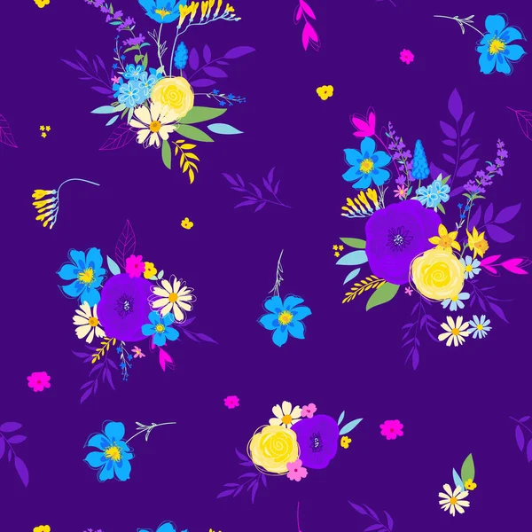 Nachtweide lente naadloos patroon voor jurk — Stockvector