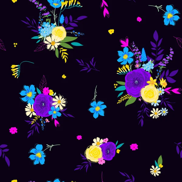 Nachtweide lente naadloos patroon voor jurk — Stockvector