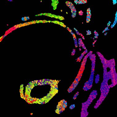 Modern tarzda parlak ve soyut bir resim.