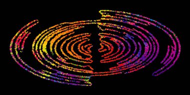 Modern tarzda parlak ve soyut bir resim.