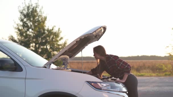 Desagregação automóvel na estrada. — Vídeo de Stock