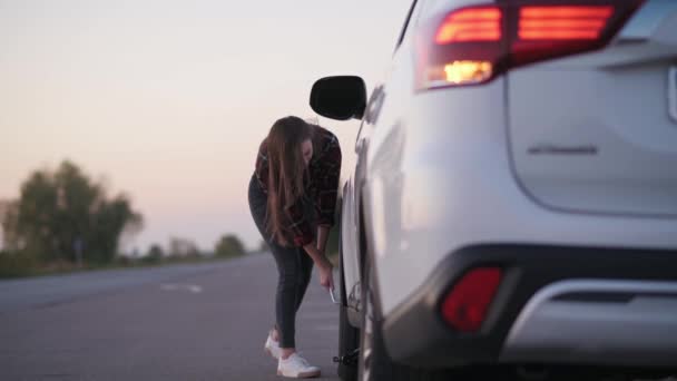 道路上的汽车抛锚. — 图库视频影像