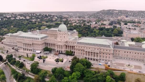 Budínský hrad Královský palác letecký pohled. — Stock video