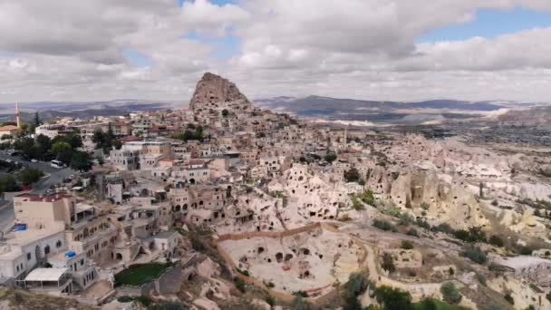 Vedere aeriană a cetății Uchisar . — Videoclip de stoc