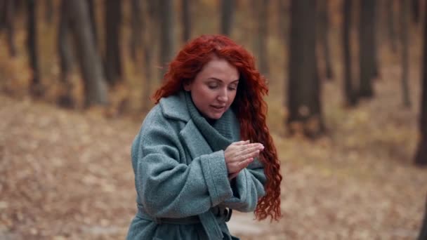 가을 공원에서얼어 죽는 여자. — 비디오