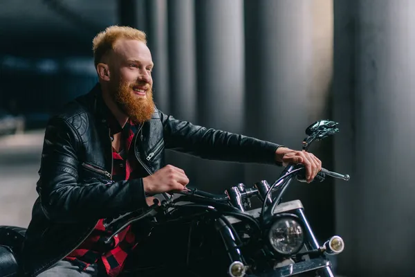 Portrait of smiling biker. — Stock Photo, Image