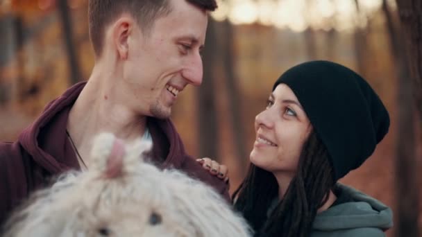 Happy Couple with Dog — Stock Video