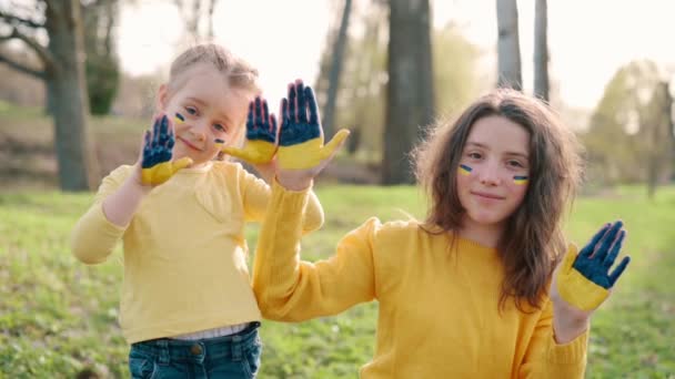 Ulusal sembollü Ukraynalı çocukların portresi. — Stok video