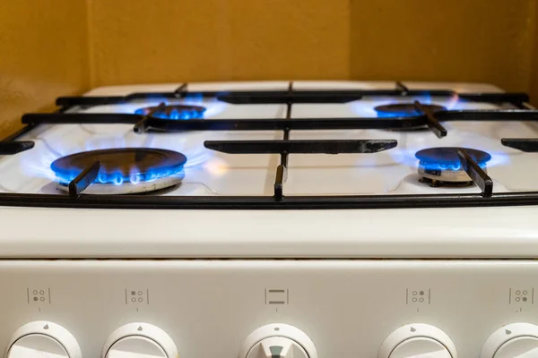Gas Stove Burning Burners Concept Gas Price Increases 2022 Households — Stockfoto