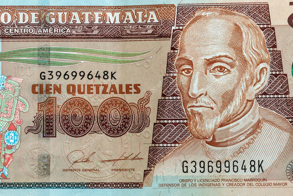 Dinero 100 Quetzales Guatemaltecos, Moneda, Alta Denominación, frente