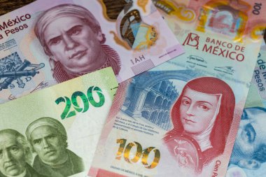 Meksika pezosu, çeşitli değerlerin kağıt banknotları
