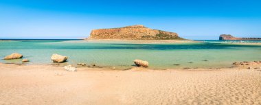 Plaza Balos ve Gramvousa Adası, Yunan adasının Panoraması, bir tatil beldesi