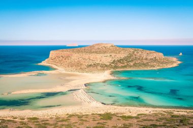 Plaza Balos ve Gramvousa Adası yazın manzara, Yunan adası manzarası