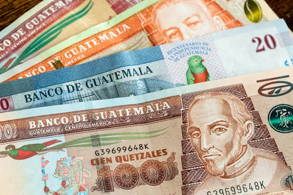 Guatemala Dan Gelen Para Çeşitli Banknotlar — Stok fotoğraf