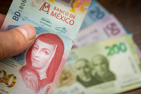 Meksika Parası 100 Peso Luk Banknot Diğer Banknotlar Arka Planda — Stok fotoğraf
