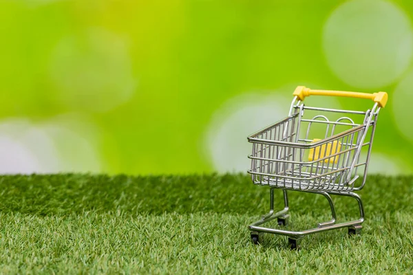 Cesta Compra Fondo Naturaleza Creativo Concepto Responsable Compras Negocios Con —  Fotos de Stock