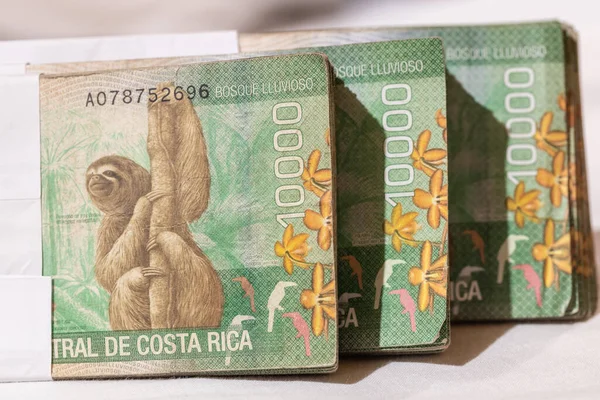 Dinero Costa Rica Grandes Cantidades Efectivo Archivos Billetes Mil Colones — Foto de Stock