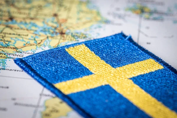 Sverige Flagga Kartan — Stockfoto