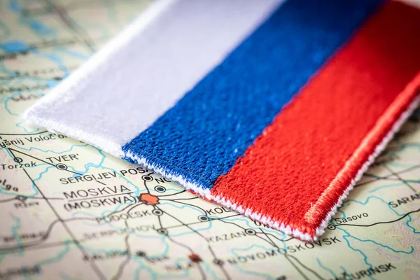 Russische Flagge Auf Der Karte — Stockfoto
