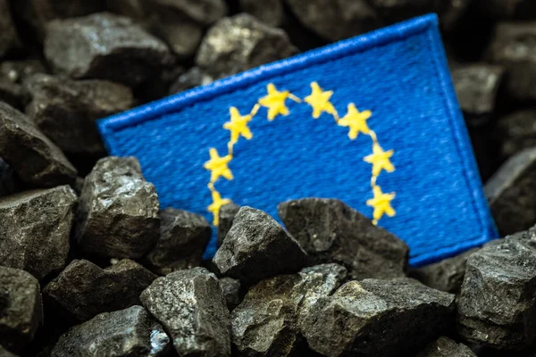 European Union Flag Background Coal Concept Coal Mining Extraction Countries — Stock Photo, Image