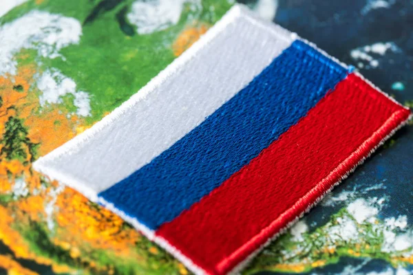 Russland Flagge Des Landes Vor Dem Hintergrund Der Welt Konzept — Stockfoto