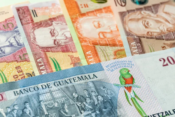 Guatemala Parası Quetzales Kağıt Banknotları Yaratıcı Para Birimi Işi Bankacılık — Stok fotoğraf