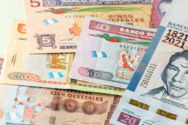 Guatemala money, Quetzales paper banknotes, Creative currency business, banking and finance