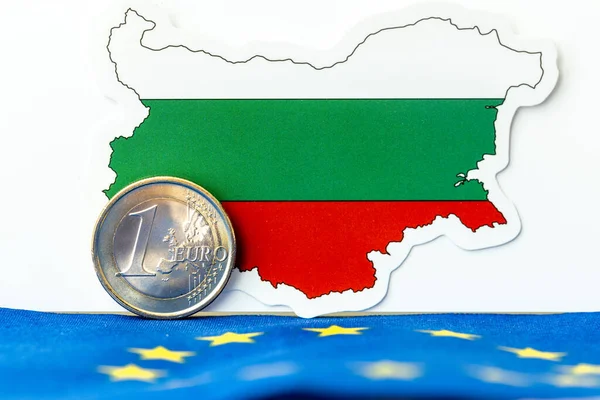 Flag Bulgaria Euro Coin Standing Background Symbol European Union Creative — Stock Photo, Image