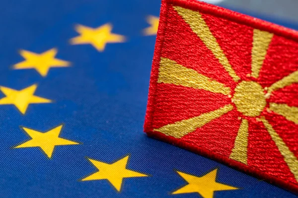 Flag North Macedonia Background Symbol European Union Concept Macedon Willingness — Stock Photo, Image