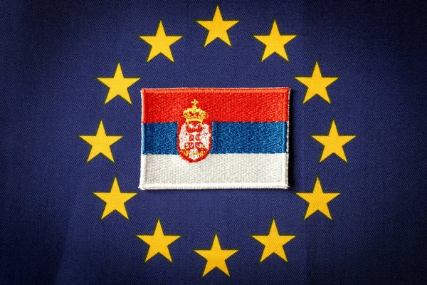 Flag Serbia Background Symbol European Union Concept Serbian Desire Join — Stock Photo, Image