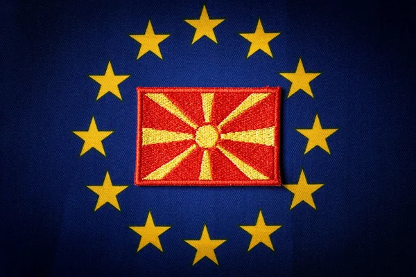 Flag North Macedonia Background Symbol European Union Concept Macedon Willingness — Stock Photo, Image