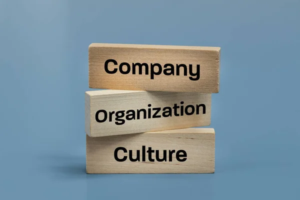 Wooden Block Words Company Organization Culture Modern Approach Working People — Fotografia de Stock