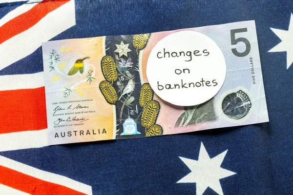 Änderung Des Bildes Auf Der Australischen Dollarnote Geld Auf Der — Stockfoto