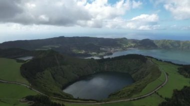 Portekiz 'in Azores Adaları' ndaki hava manzarasından görüntü