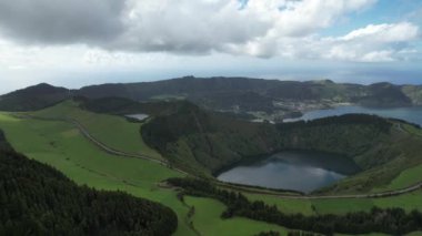 Portekiz 'in Azores Adaları' ndaki hava manzarasından görüntü
