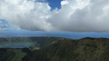 Portekiz 'in Azores Adaları' ndaki hava manzarasından görüntü