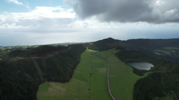View Aerial Landscape Azores Islands Portugal — Stock video