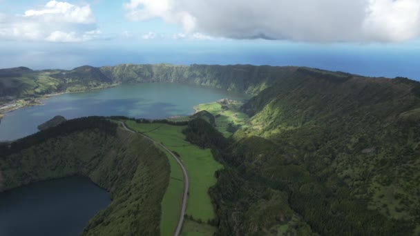 View Aerial Landscape Azores Islands Portugal — Stock video