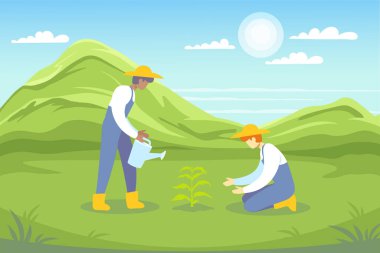 Çiçeği suluyorum. Tarım. Gezegeni yeşillendirmek