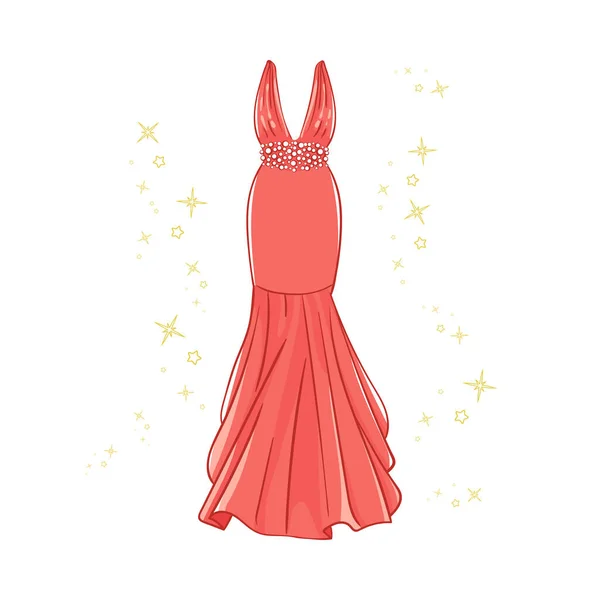 红色晚礼服的款式 — 图库矢量图片
