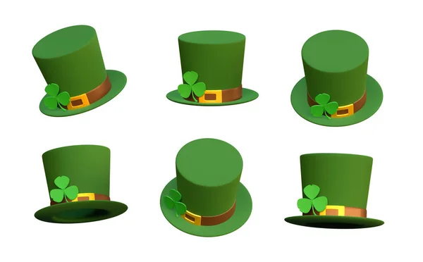 Ensemble Chapeau Haut Forme Leprechaun Vert — Photo