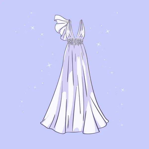 Model Wedding Dress Sequins — Stock Vector