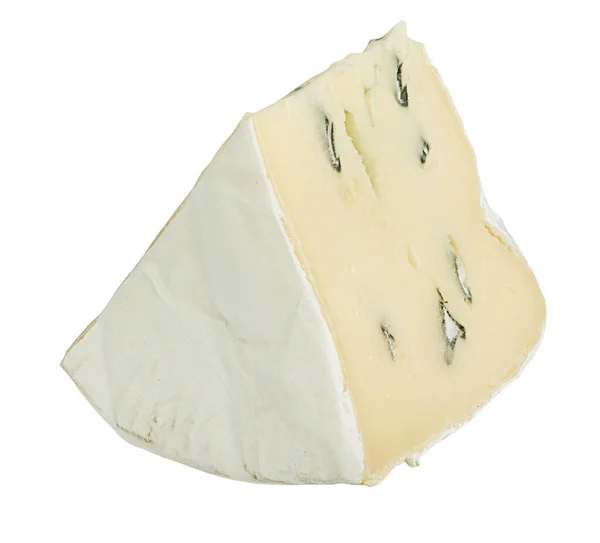ブルーチーズの白い背景で隔離の作品 — ストック写真