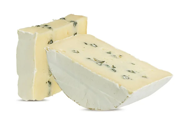 Pezzo Formaggio Blu Isolato Sfondo Bianco — Foto Stock