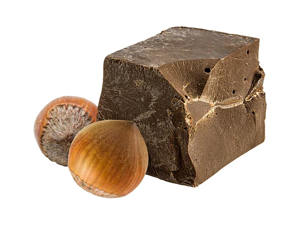 Hazelnuts Nuts Chocolate Chunks Isolated White Background — Stock Photo, Image
