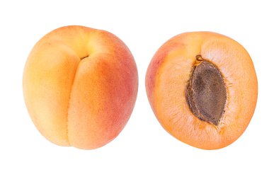 Kayısı beyaz arkaplanda izole edildi