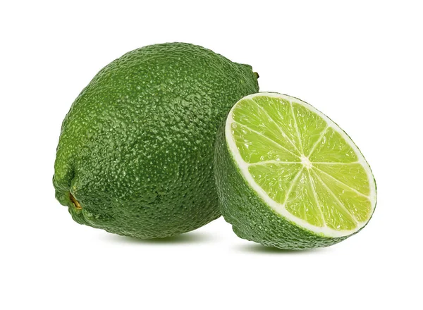 Färsk Grön Lime Isolerad Vit Bakgrund Citrusfrukter Och Tropiska Frukter — Stockfoto