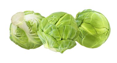 Beyaz arka planda taze Brüksel lahanası.