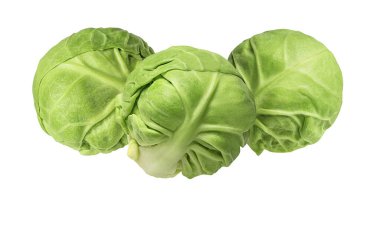 Beyaz arka planda taze Brüksel lahanası.